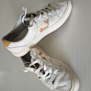 UGG® Dinale Leather Cow Print Calf Hair Sneakers. Sz 38.5